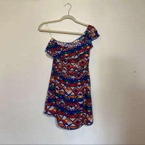 Edge Geometric print single shoulder dress